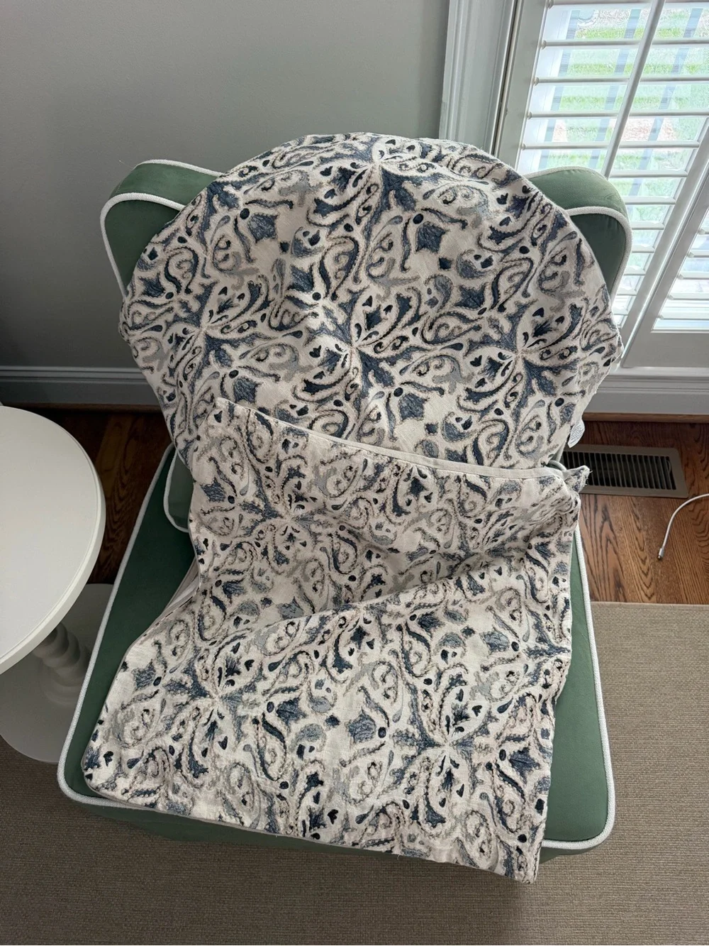2 Pottery Barn Blue and Cream Paisley Accent Throw Pillow Covers